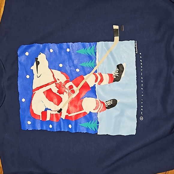 Vintage 90's Canada Hockey Polar Bear Holiday/Winter Sweater Marci Lipman - Picture 2 of 7